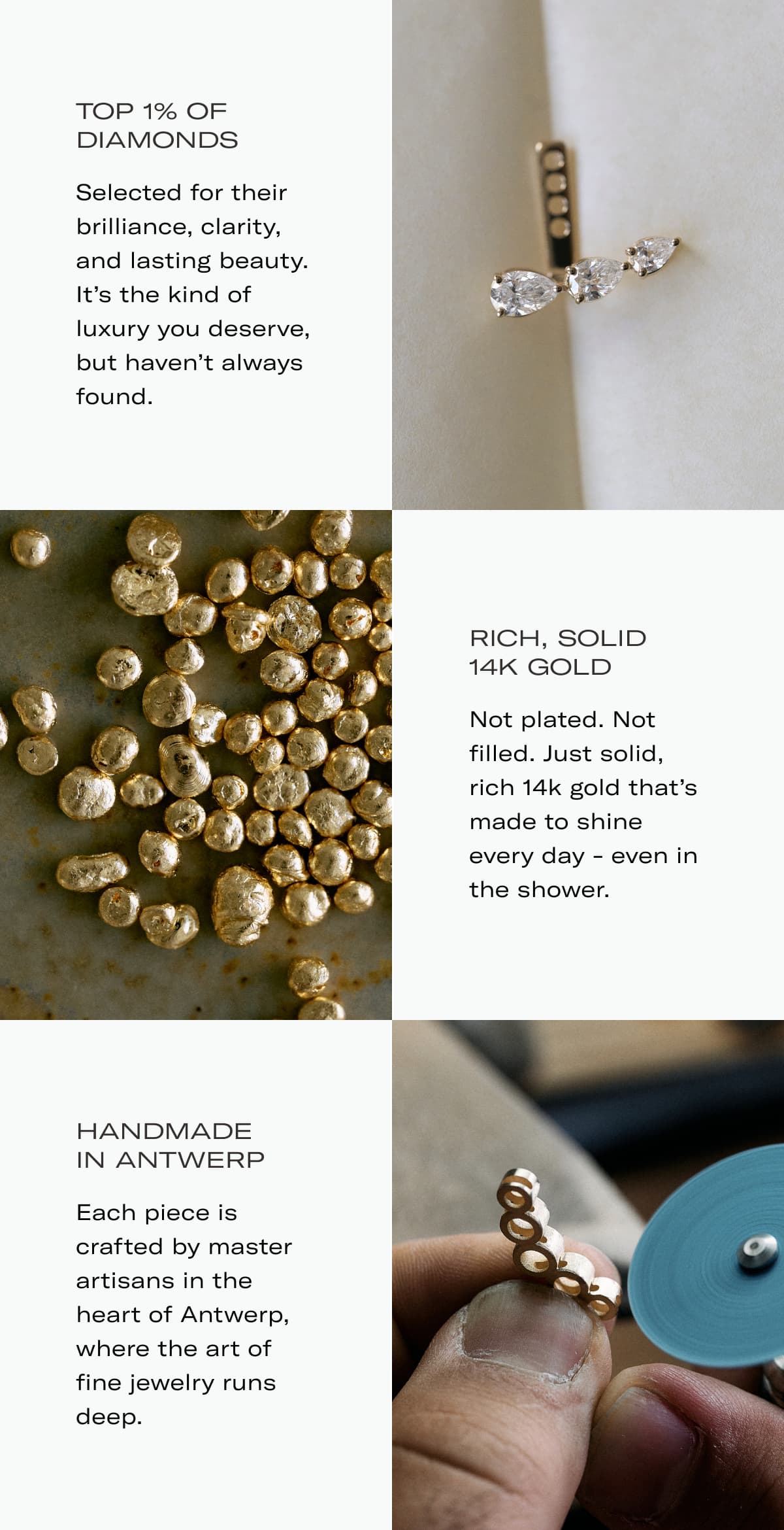 Top 1% of  Diamonds | Rich, solid 14k gold | Handmade in Antwerp