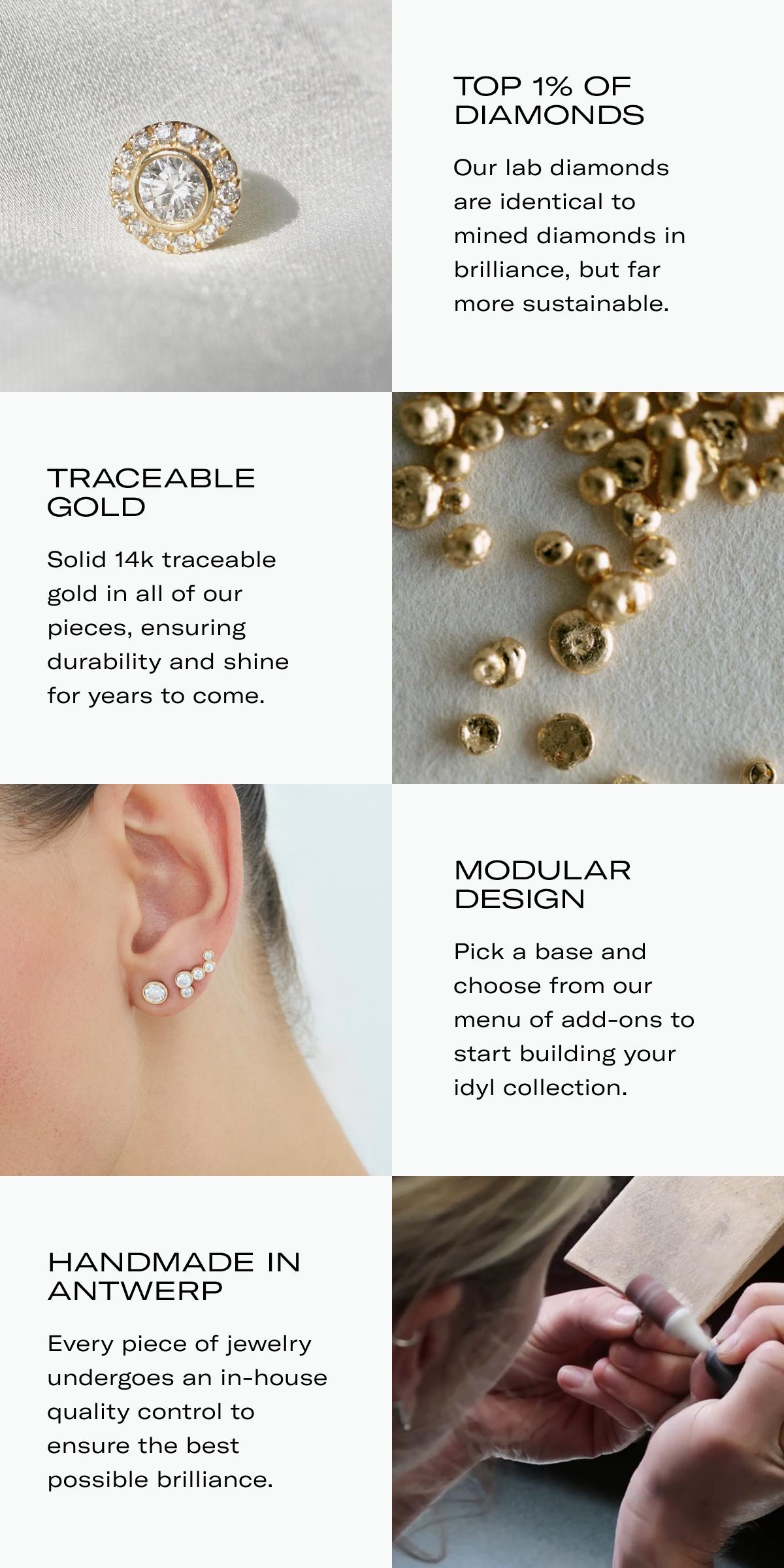 Top 1% of diamonds | Traceable gold | Modular design | Handmade in Antwerp