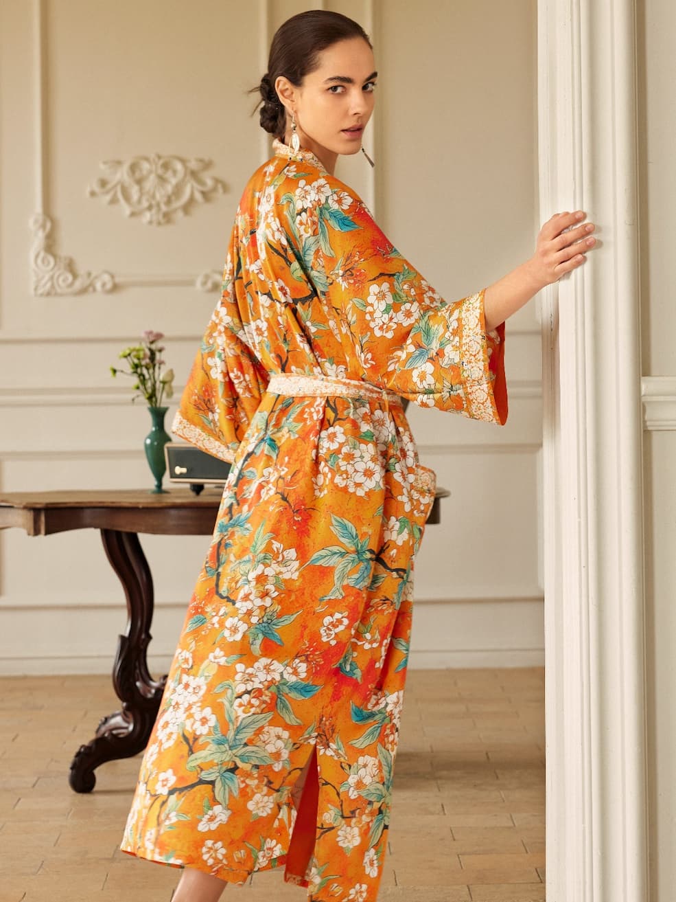 Short Kimono Robe Olive