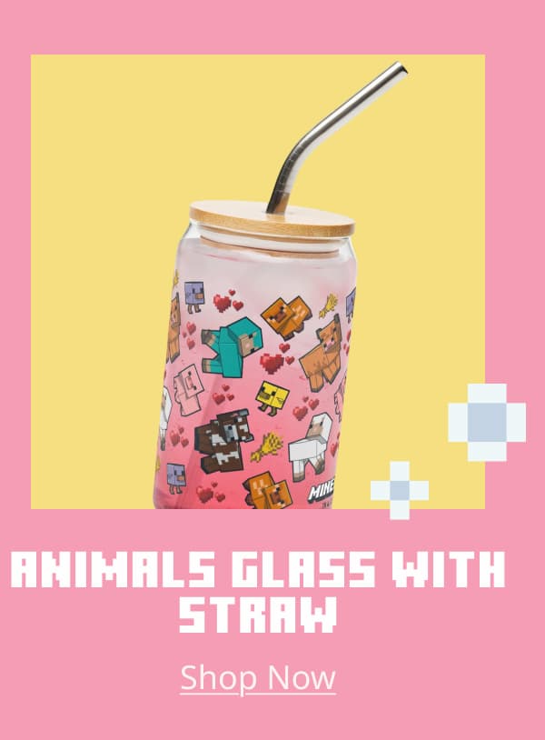 Animals Glass with Straw