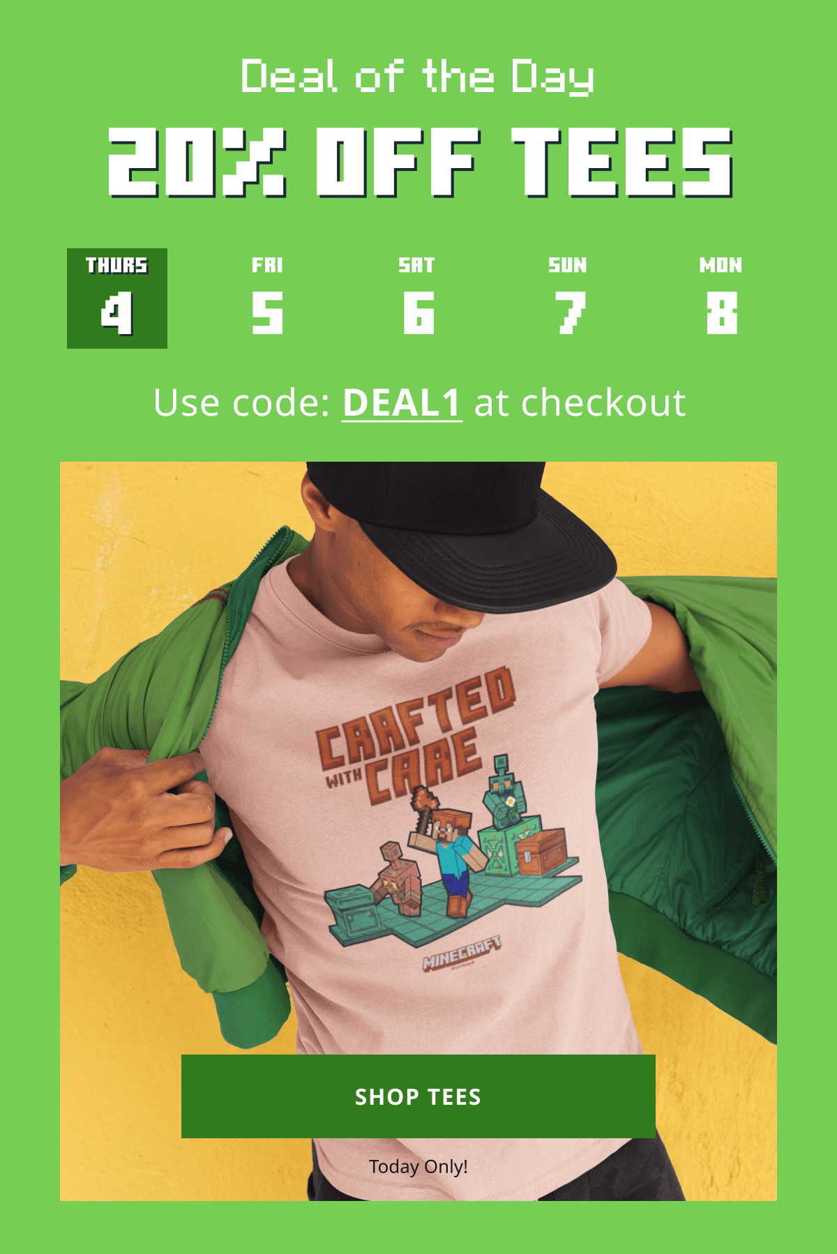 Deal of the Day: Shop 20% off tees! Use code: DEAL1