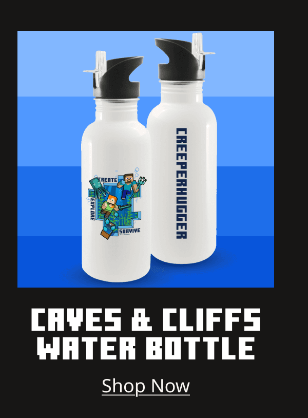 Minecraft Caves & Cliffs Create, Explore, Survive 20 oz Screw Top Personalized Water Bottle with Straw