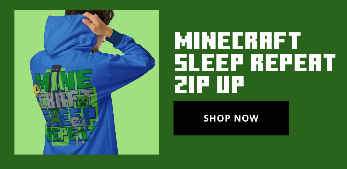 Minecraft Sleep Repeat Unisex Zip-Up Hoodie