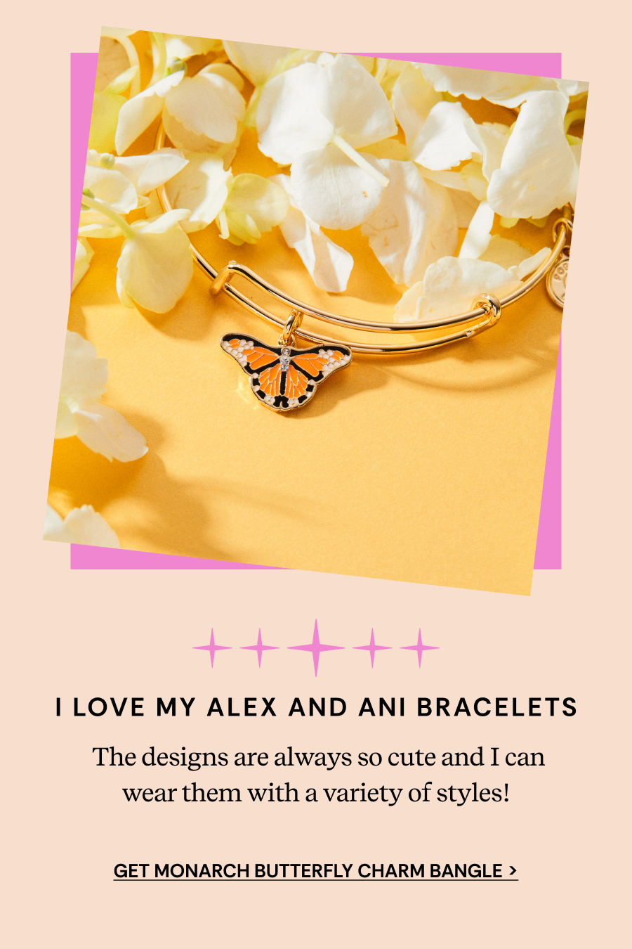 GET MONARCH BUTTERFLY CHARM BANGLE