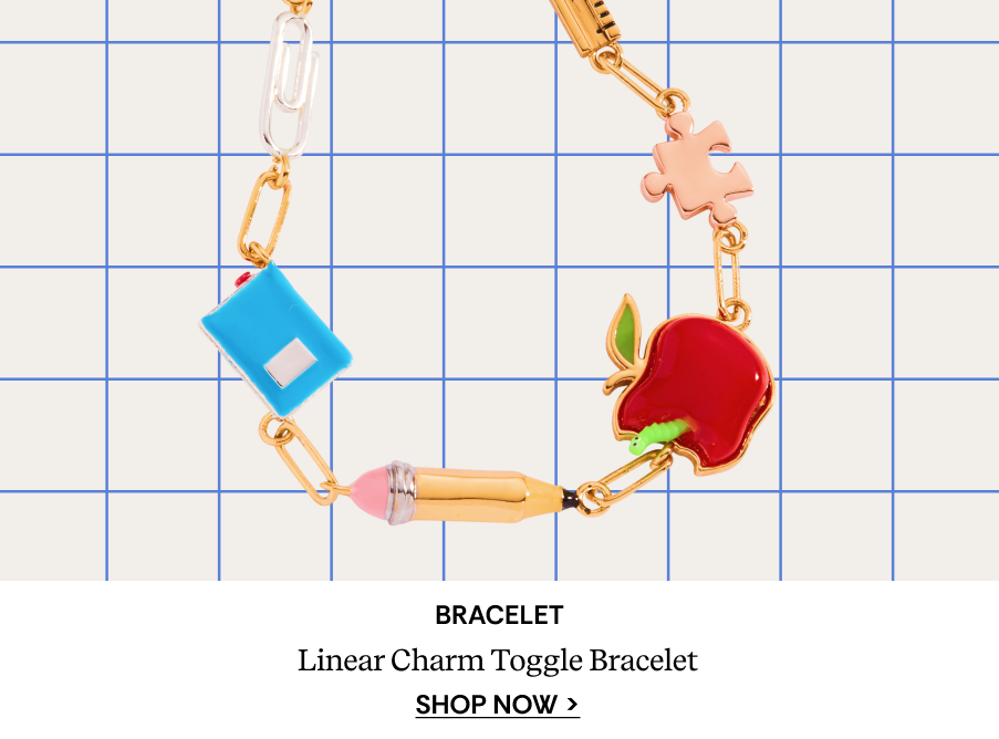 'Teacher’s Pet' Multi Charm Toggle Bracelet | SHOP NOW