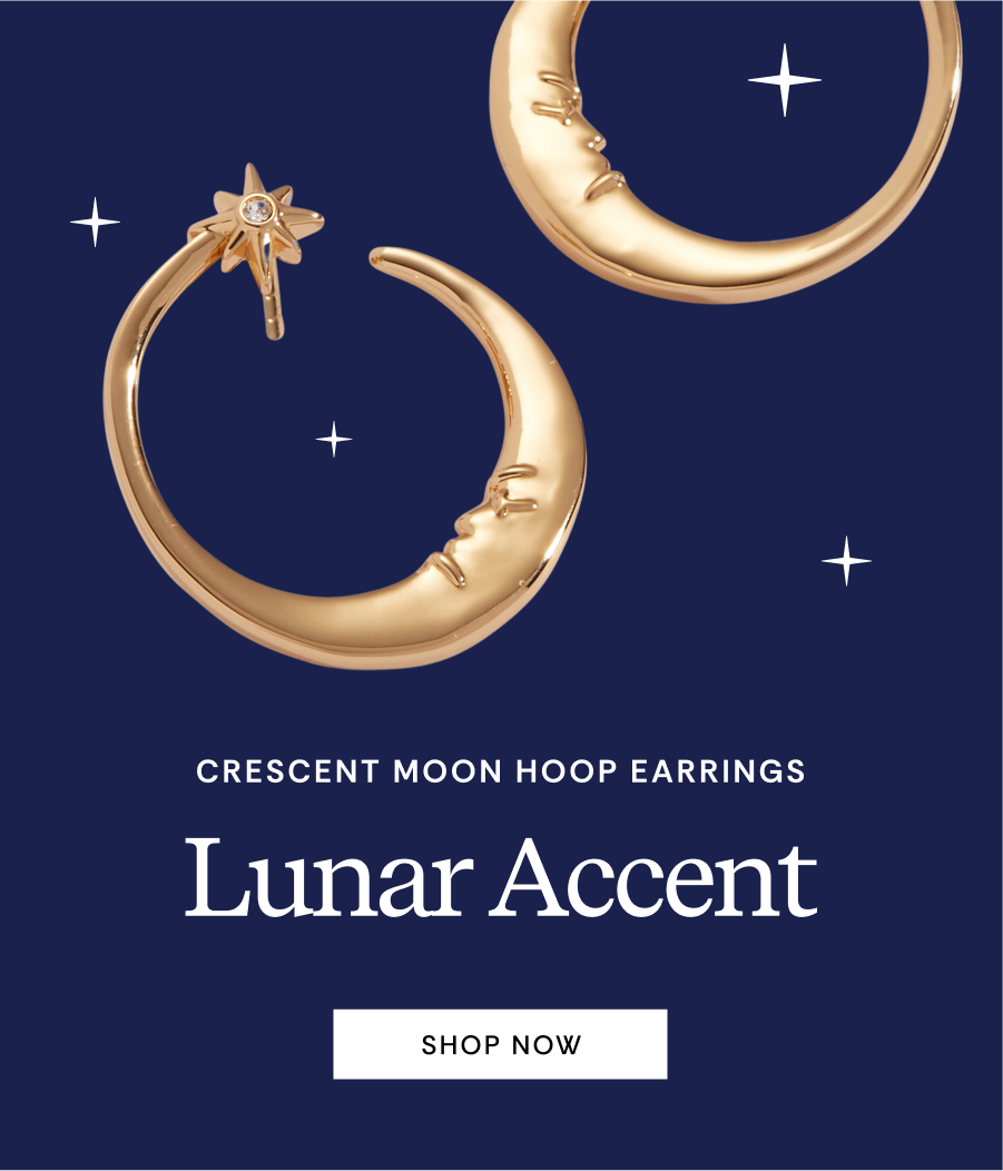 Crescent Moon Hoop Earrings Lunar Accent | SHOP NOW
