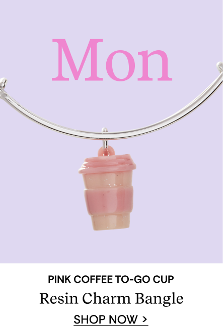 Pink Coffee To-Go Cup Resin Charm Bangle | SHOP NOW