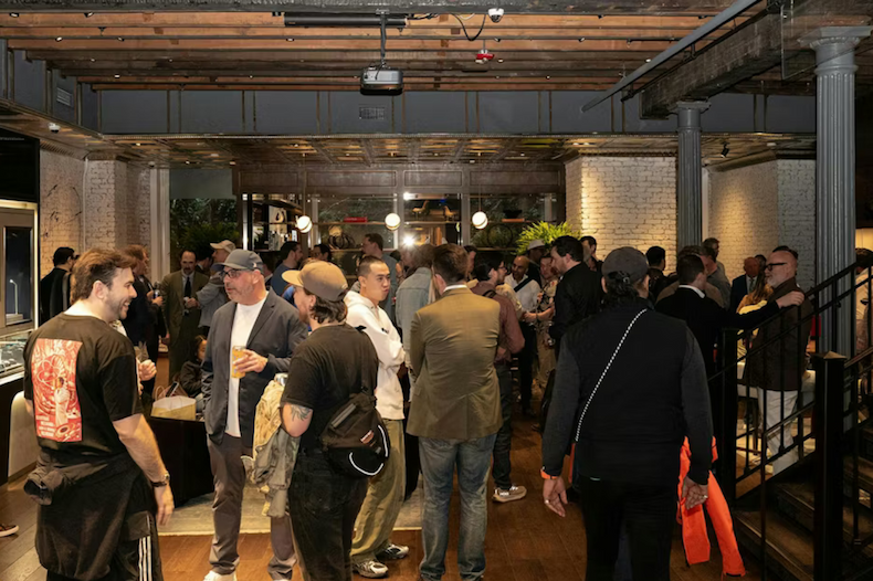 Hodinkee crowd gathered in the Watches of Switzerland Soho Space