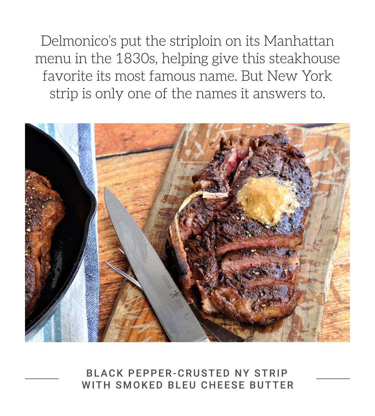 NY strip recipe with get recipe button