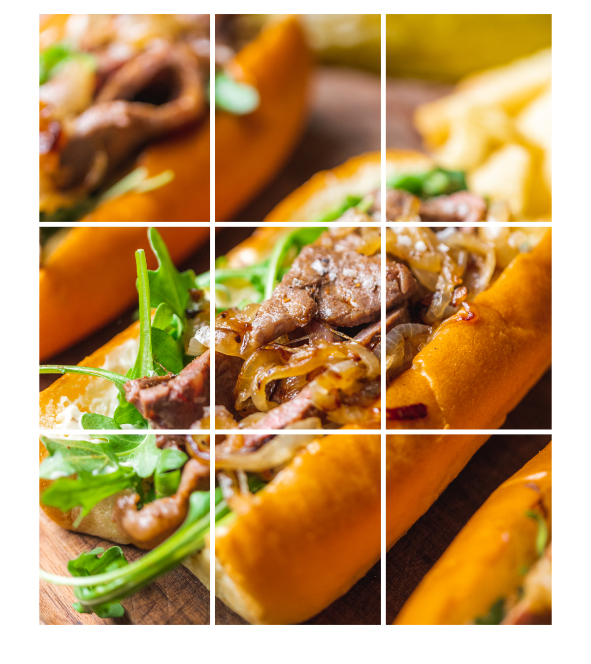 Steak sandwich image grid