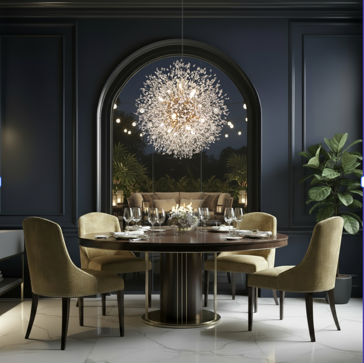 an image of a dining room with a table and chairs