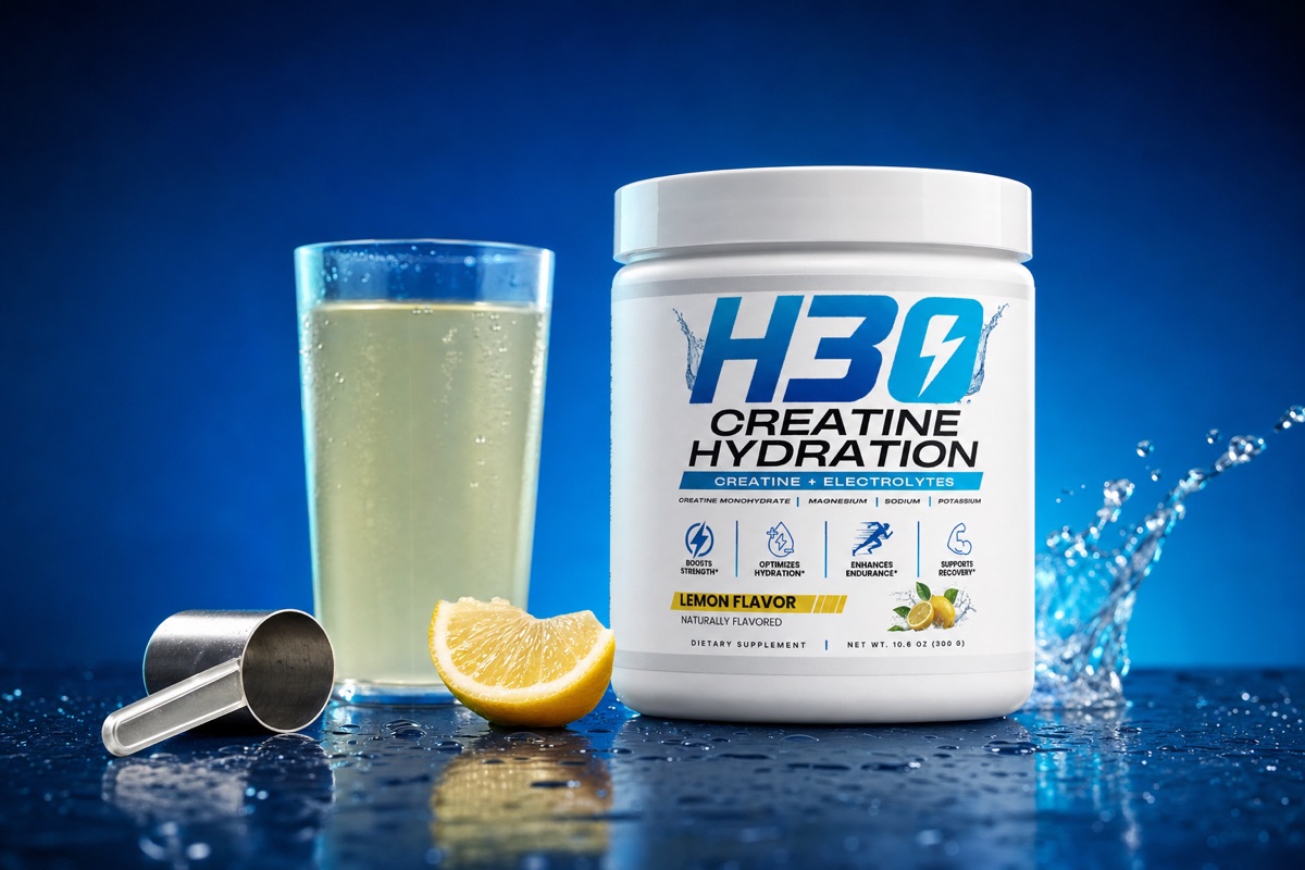 H3O tub and a scoop