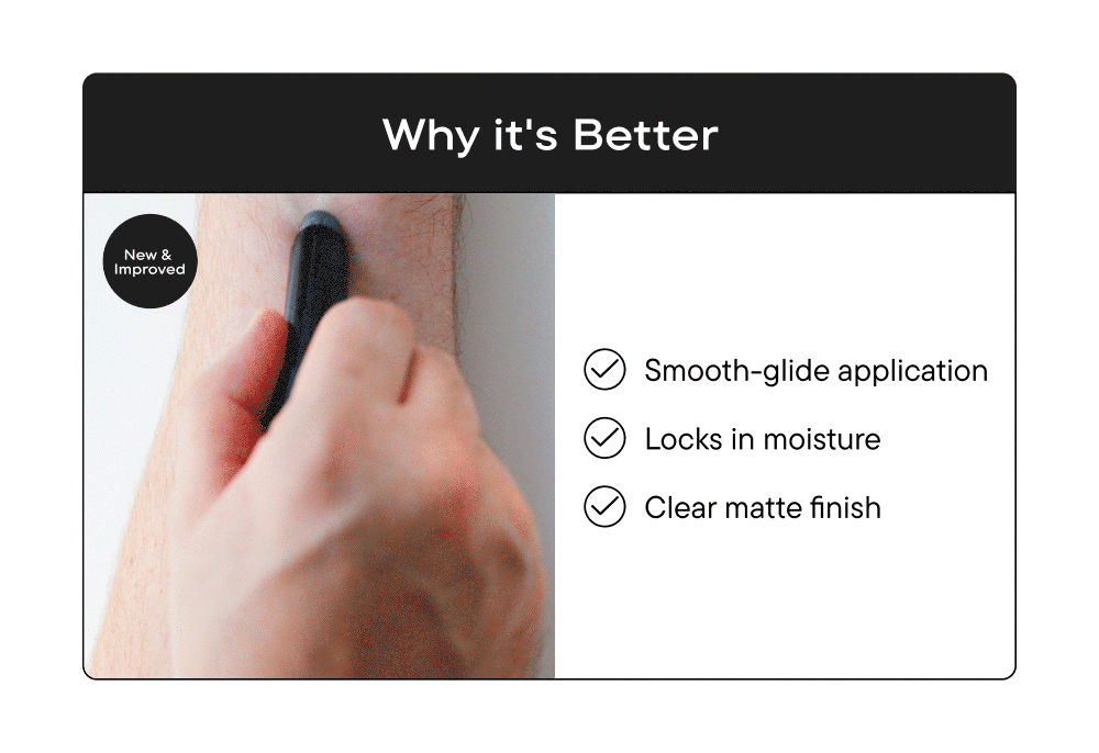 Smooth-glide application, locks in moisture, clear matte finish