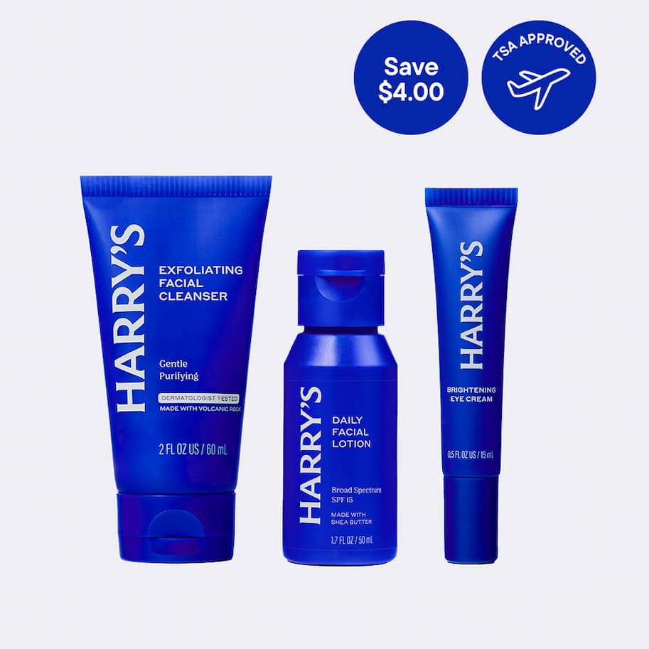 Exfoliating Facial Cleanser, Daily Facial Lotion, and Brightening Eye Cream: Save $4, TSA approved