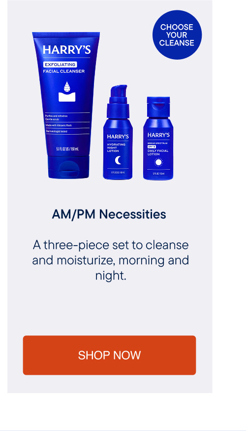 Harry's AM/PM Necessities set — everything you need morning and night