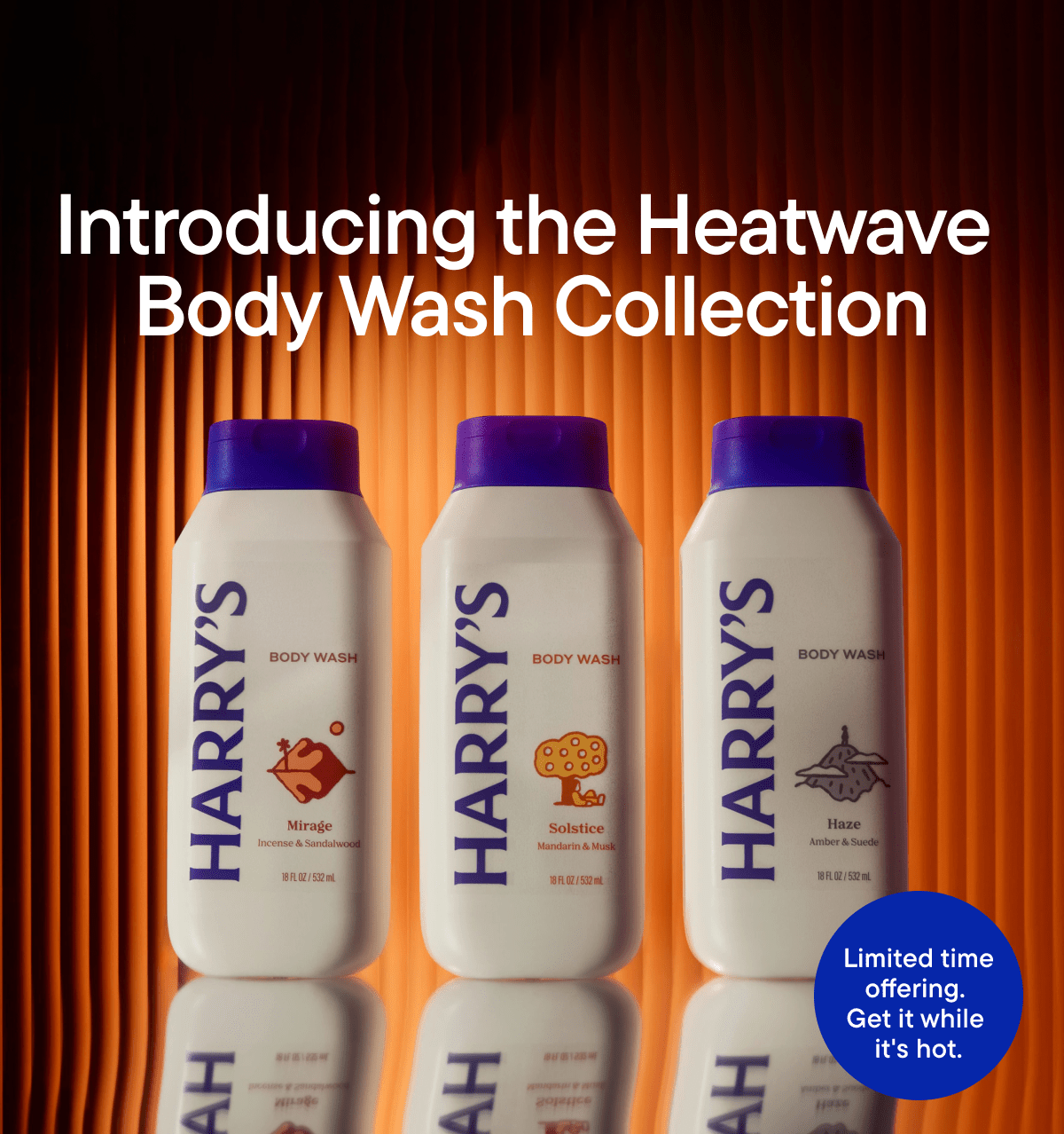 Introducing the Heatwave Body Wash Collection. Limited time offering. Get it while it's hot.