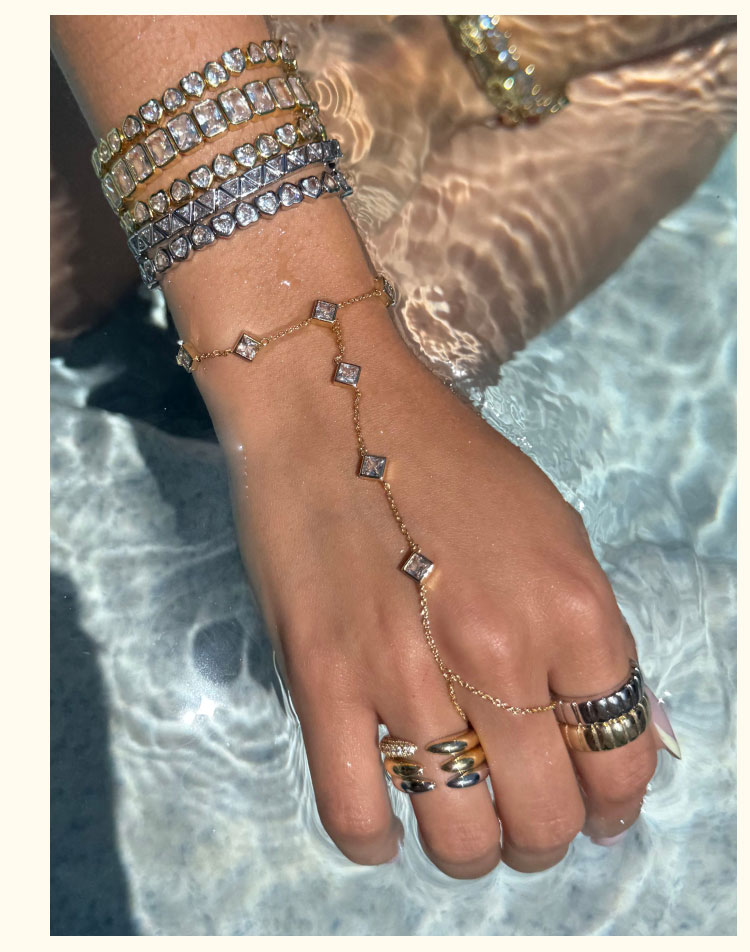 Square-Cut Bezel Hand Chain