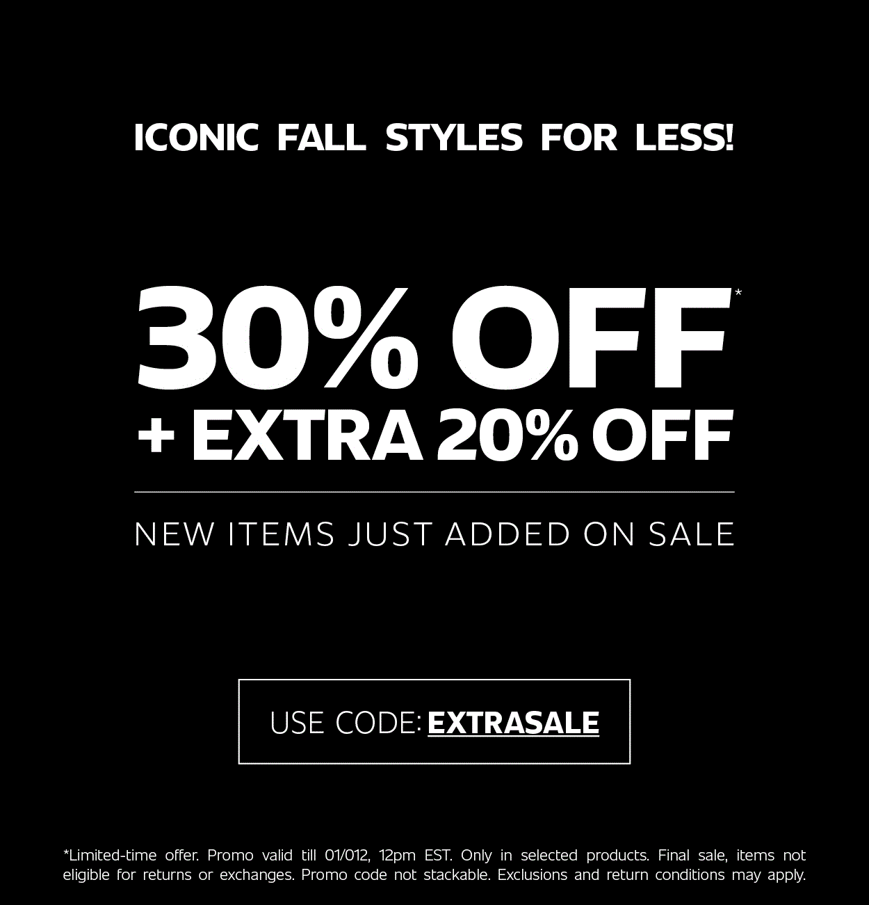 30% OFF + EXTRA 20% OFF | USE CODE: EXTRASALE