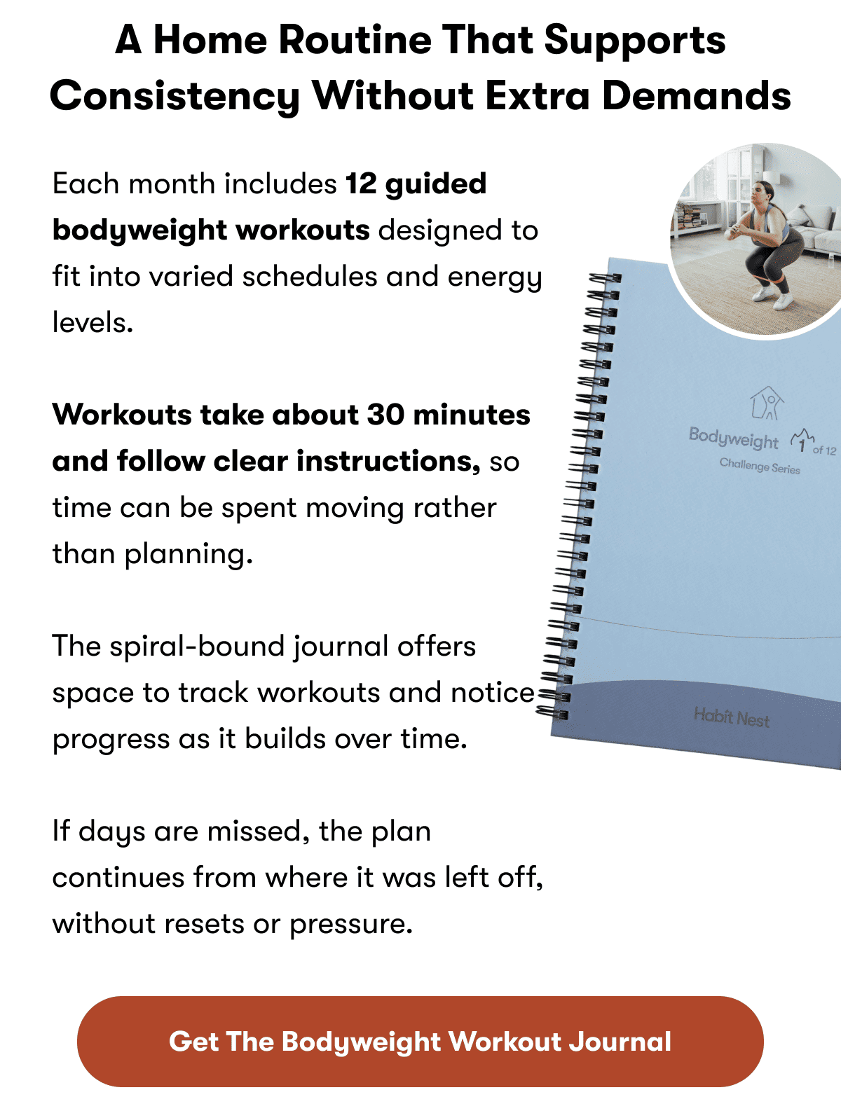A home routine that supports consistency without extra demands | Get the Bodyweight Workout Journal