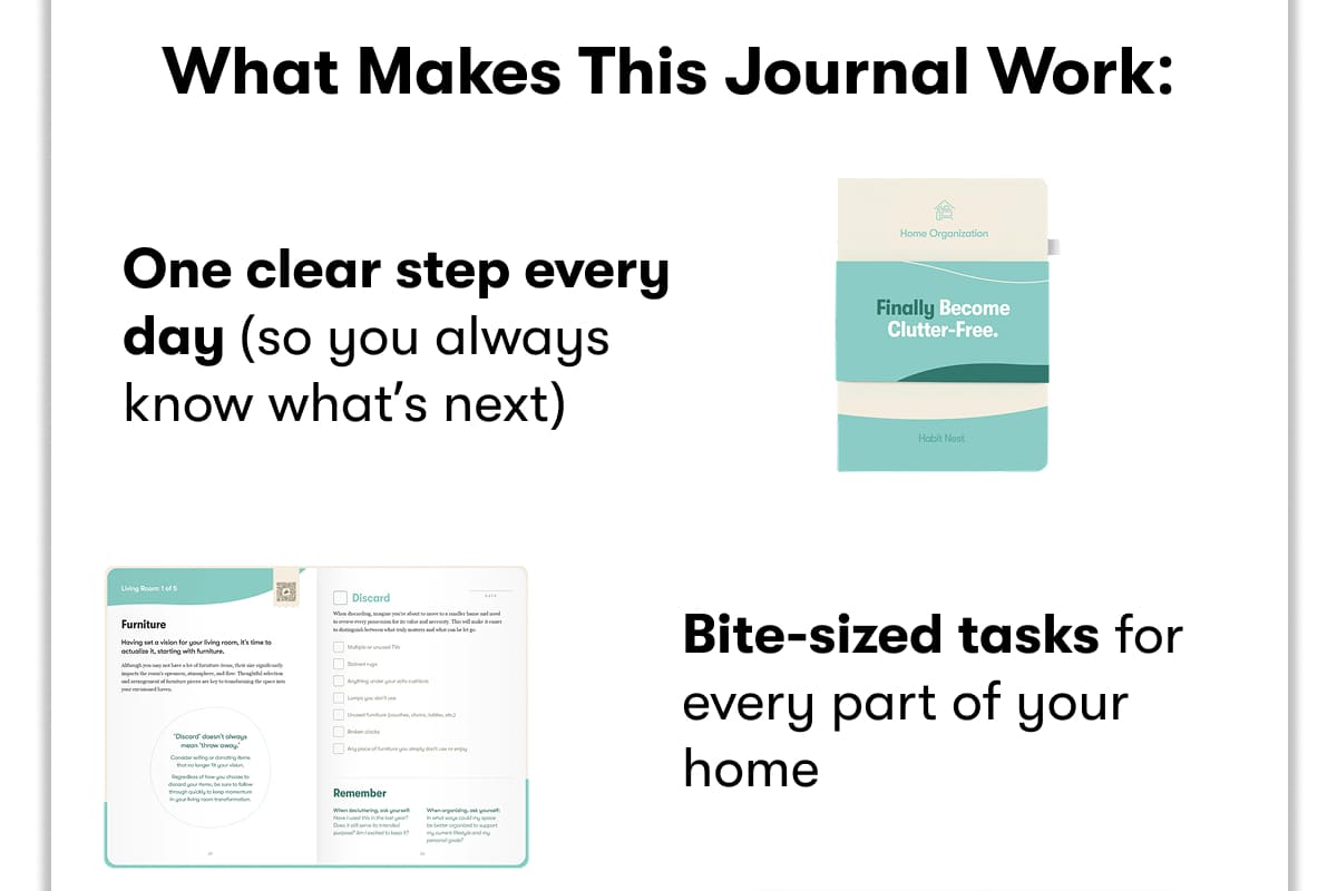 What Makes This Journal Work:  One clear step every day (so you always know what's next) Bite-sized tasks for every part of your home