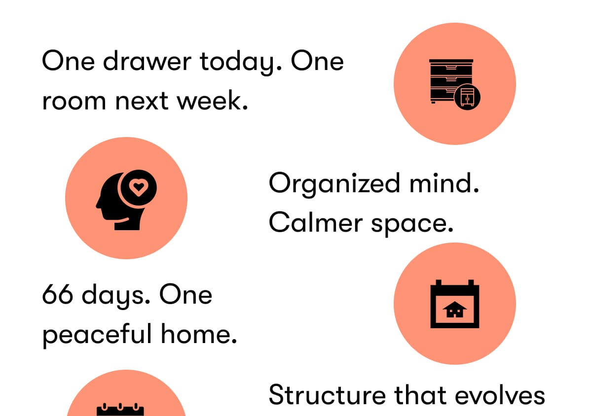 One drawer today. One room next week.   Organized mind. Calmer space.   66 days. One peaceful home.