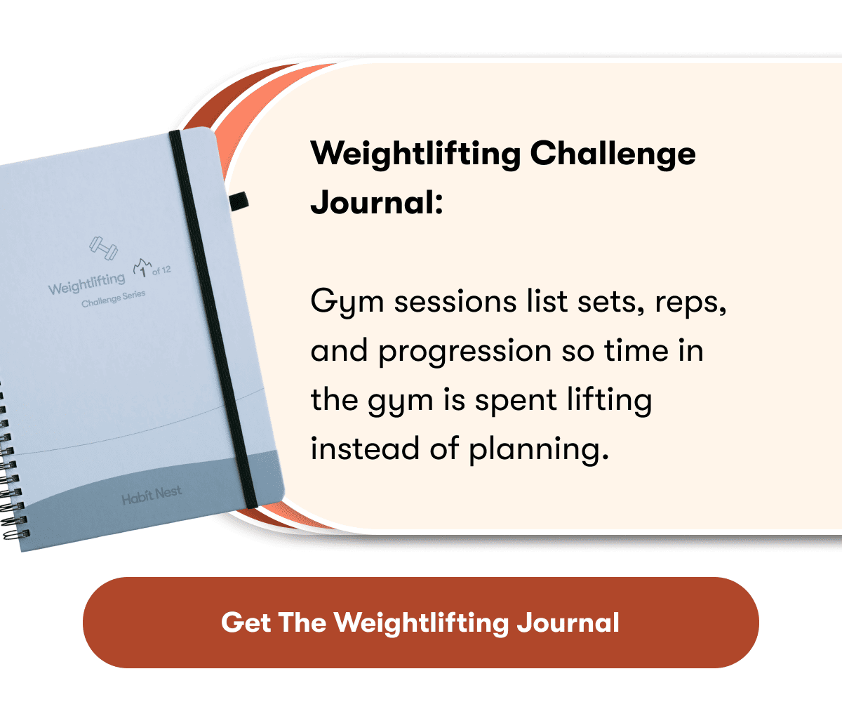 Weightlifting Challenge Journal: |  Gym sessions list sets, reps, and progression so time in the gym is spent lifting instead of planning. | get the weightlifting journal