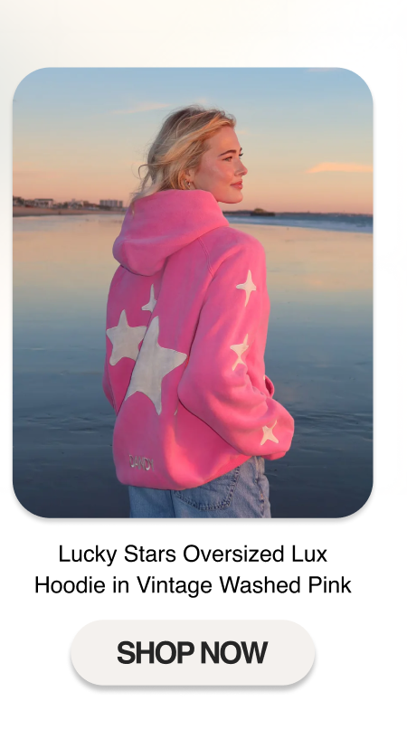Lucky Stars Oversized Lux Hoodie in Vintage Washed Pink