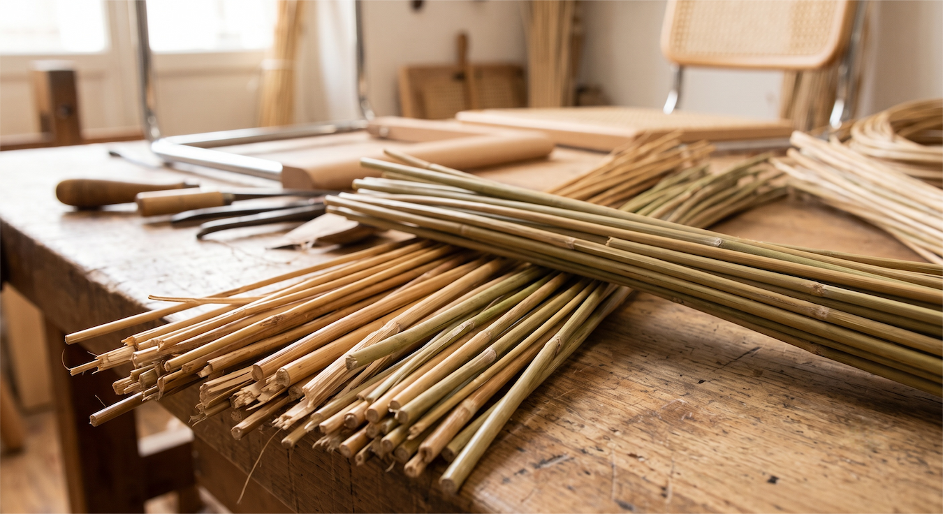 Raw natural cane strands