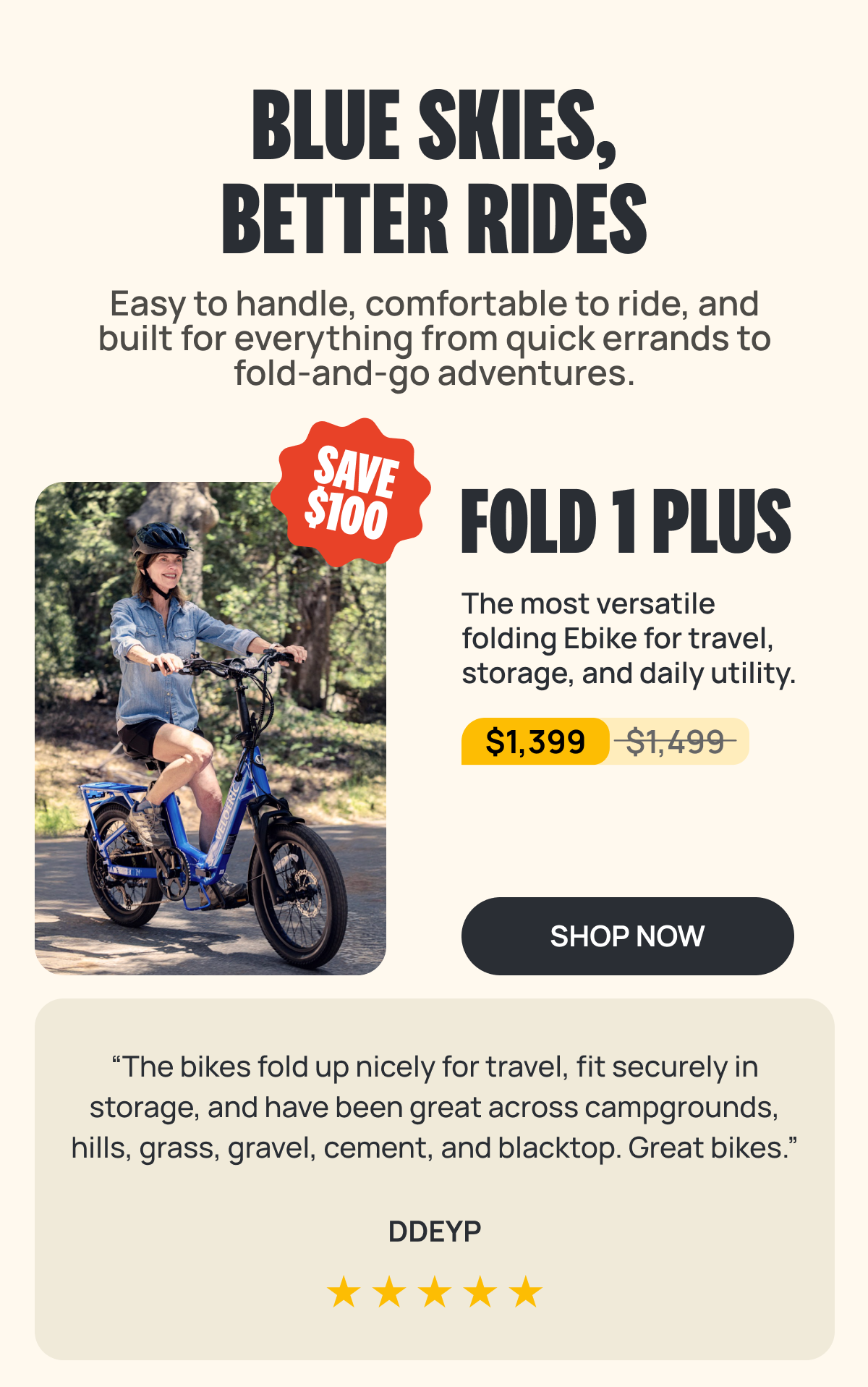 FOLD 1 PLUS Ebike: Save $100