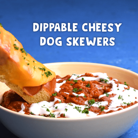 Dippable Cheesy Dog Skewers