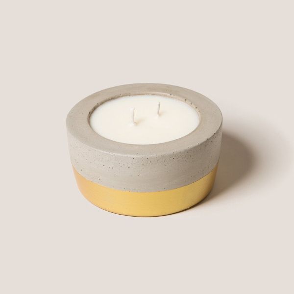 Gold Dipped Concrete Candle