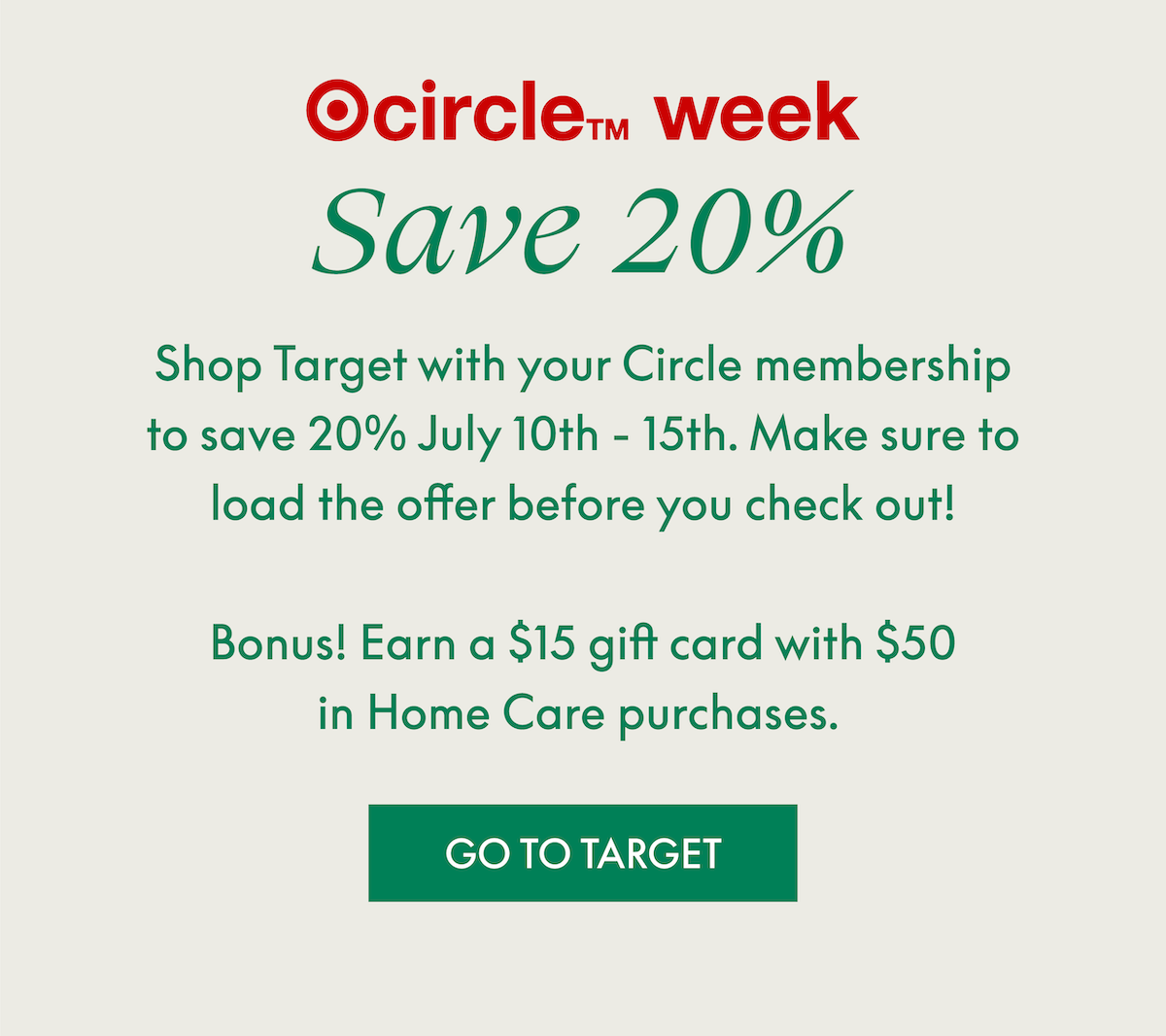 Target Circle Week Save 20%