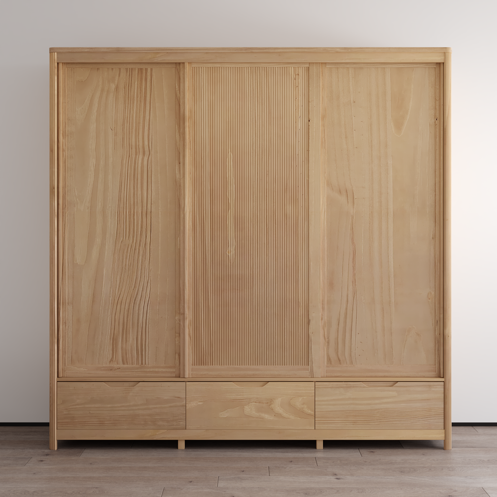 Nest Solid Wood 3D Wardrobe Oak