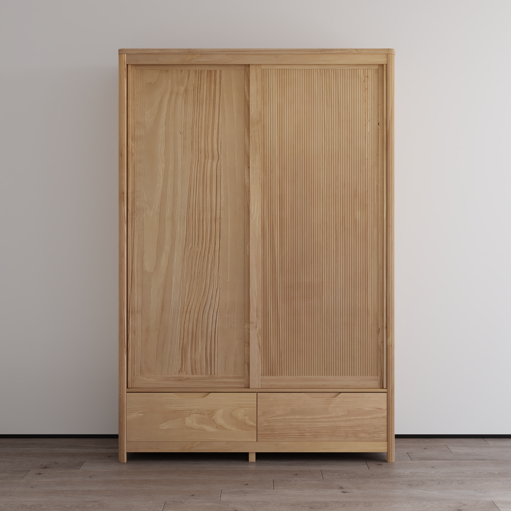 Nest Solid Wood 2D Wardrobe Oak