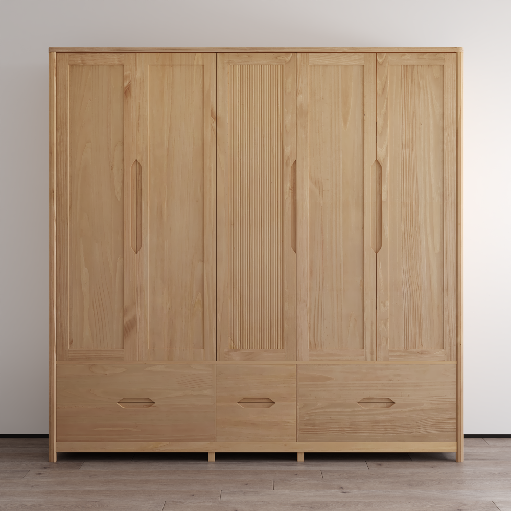 Nest Solid Wood 5D Wardrobe Oak