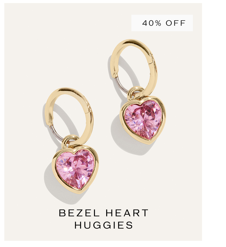 Bezel Heart Huggie Earrings