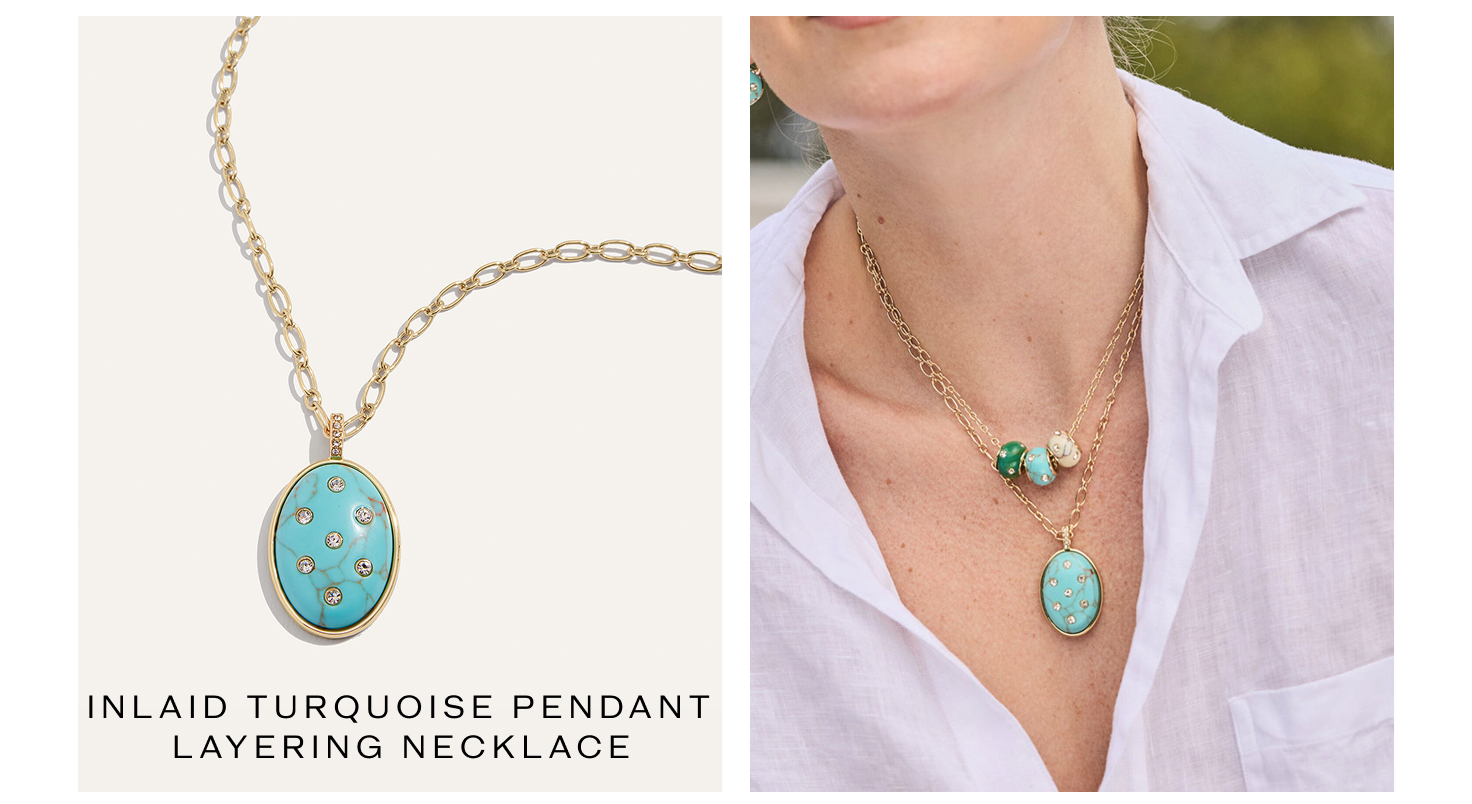 Inlaid Turquoise Pendant Layering Necklace