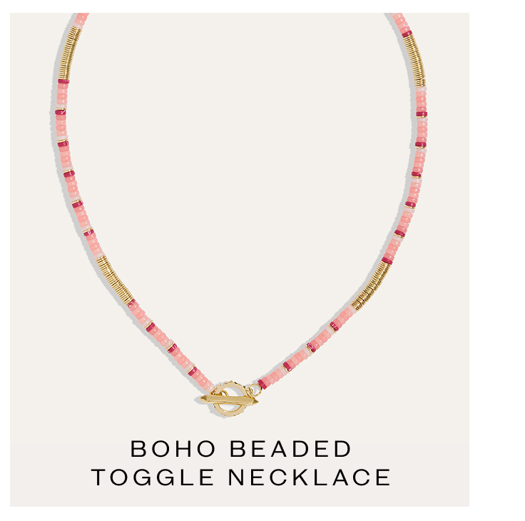 Boho Beaded Pink Toggle Necklace
