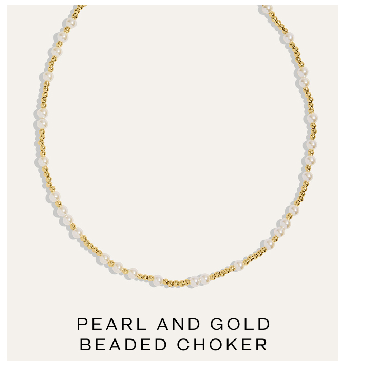 Pearl and Gold Beaded Adjustable Choker Necklace