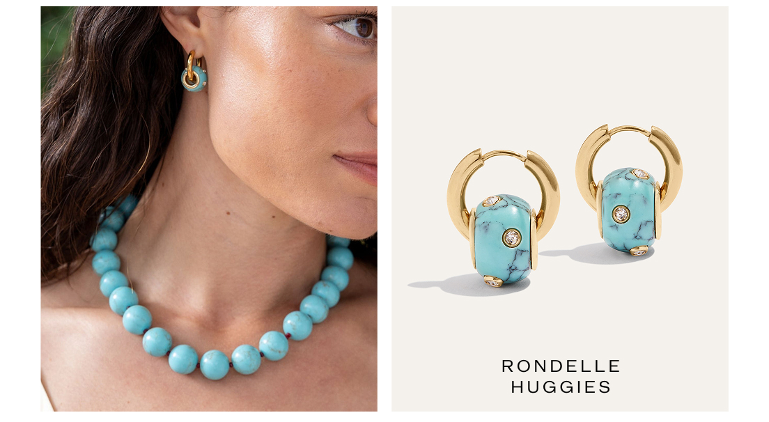 Turquoise Rondelle Huggie Earrings