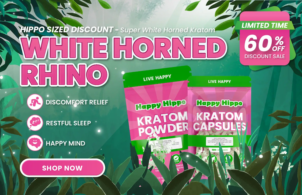 White Horned Rhino - White Horn Kratom 60% OFF Sale