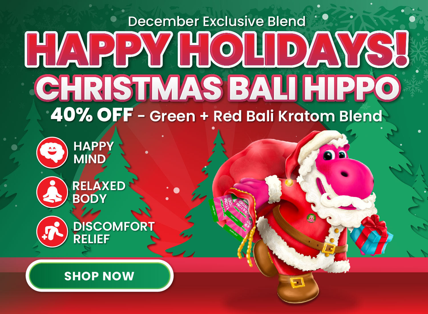 Christmas Bali Hippo 40% OFF Sale