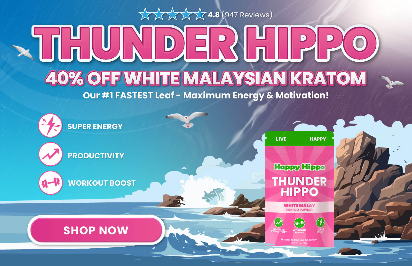 Thunder Hippo - Elite White Malay 40% OFF