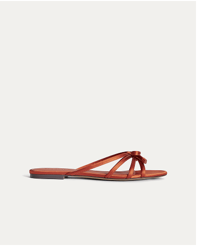 Image | The Bow Sandal | Deep Amber Satin
