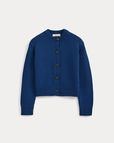 Image | Open-Knit Cardigan Crew in Elevated Cotton | Estate Blue