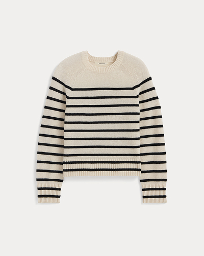 Image | The Boxy Crew in Cashmere | Bone / Black