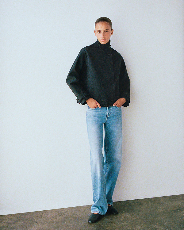 Image | Model in Moleskin Utility Jacket | Black