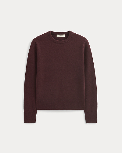 Image | Cashmere Slim Crew Sweater | Wine