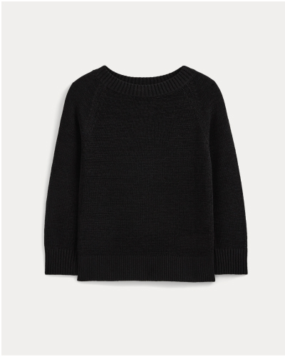 Image | Open Knit Long-Sleeve Crew in Everyday Cotton | Black