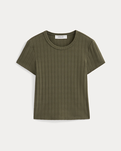 Image | Cropped Crew in Pointelle | Olive Night